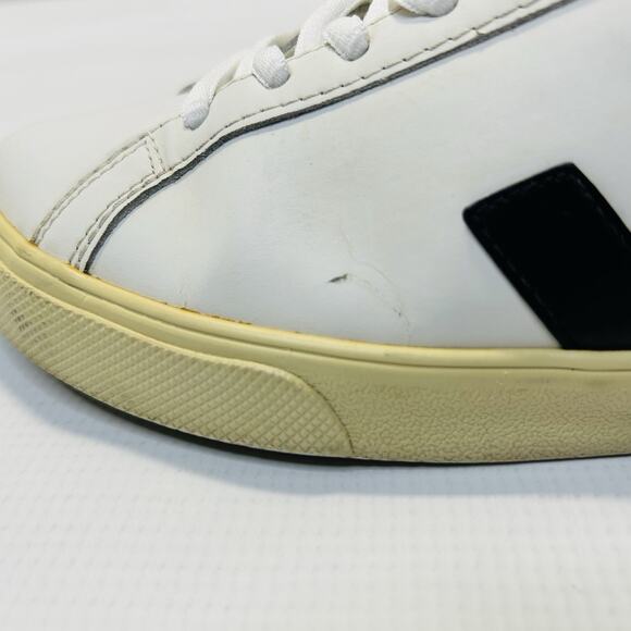Veja Esplar Low White Black Women's Size 7 Leather Lace Up Shoes Sneakers - Picture 3 of 13